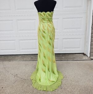 Vintage Night Moves Silk Bead Maxi Gown Prom Dress Size 10 Forest Fairy HOCO 90s
